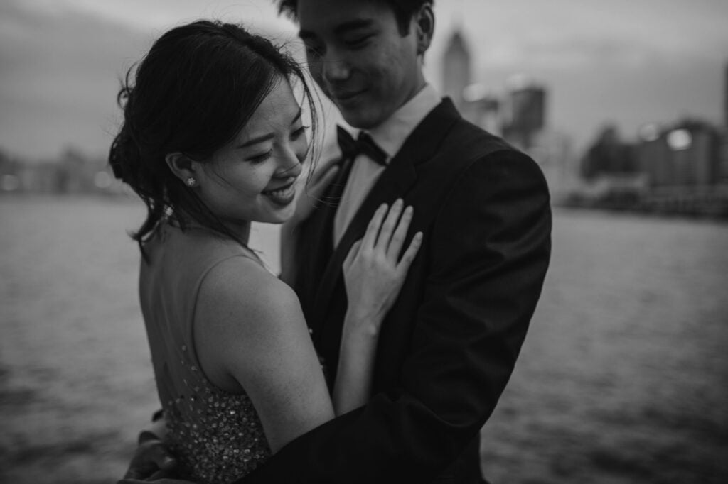 Wedding Portrait of couple taken at Victoria Harbour, Hong Kong