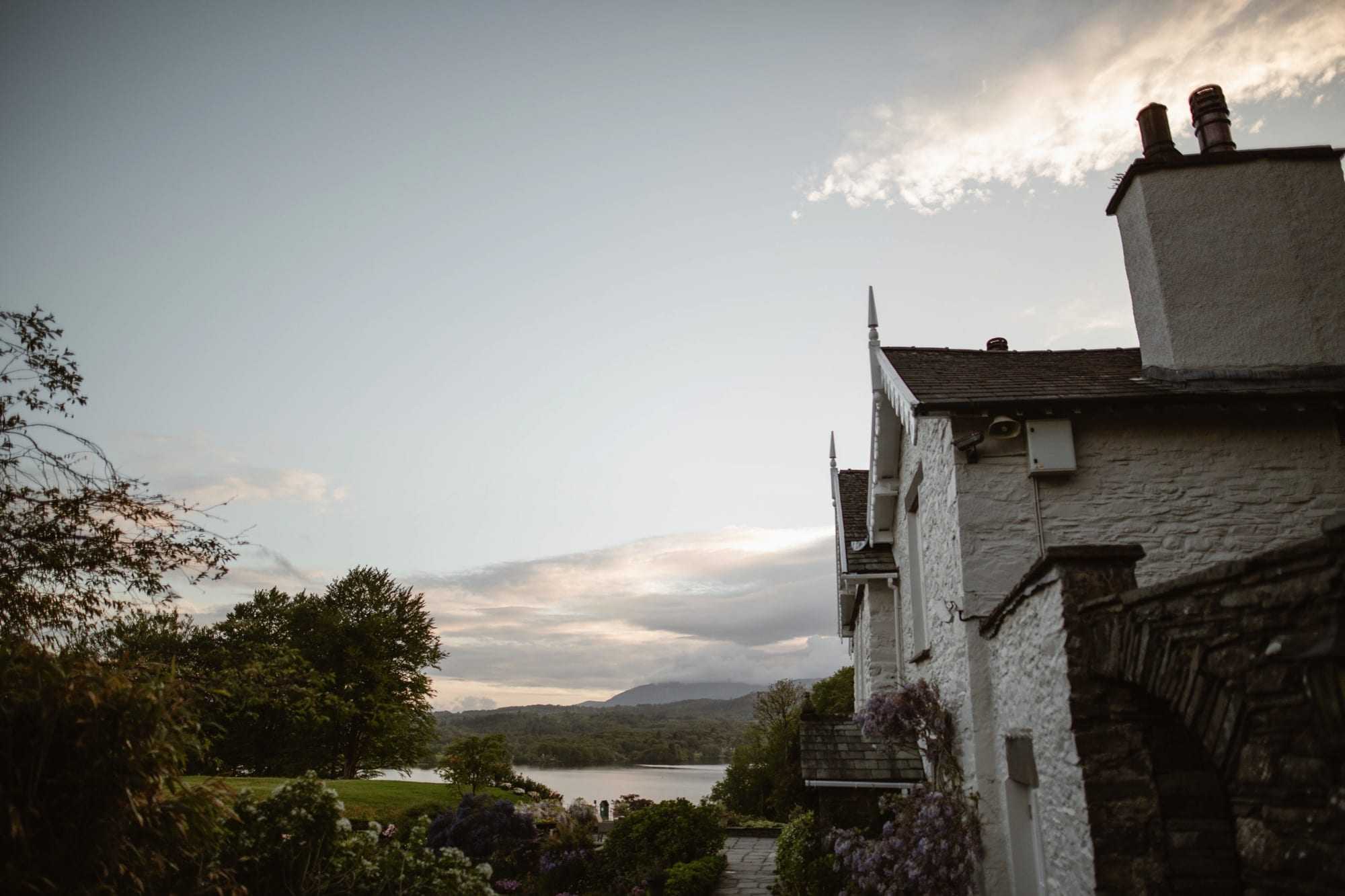 External Shot of The Samling Hotel with Lake Windermere in the bakcground