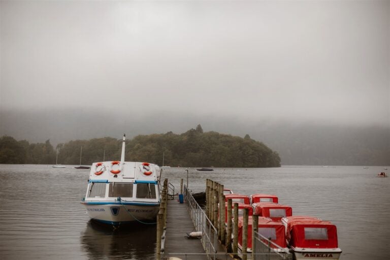 View from MacDonald Old England Hotel & Spa of Lake Windermere & Boat