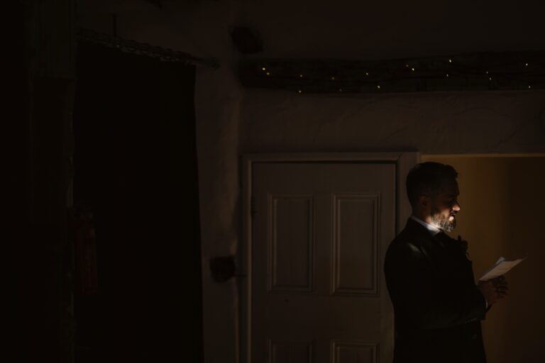 Groom rehearsing speech