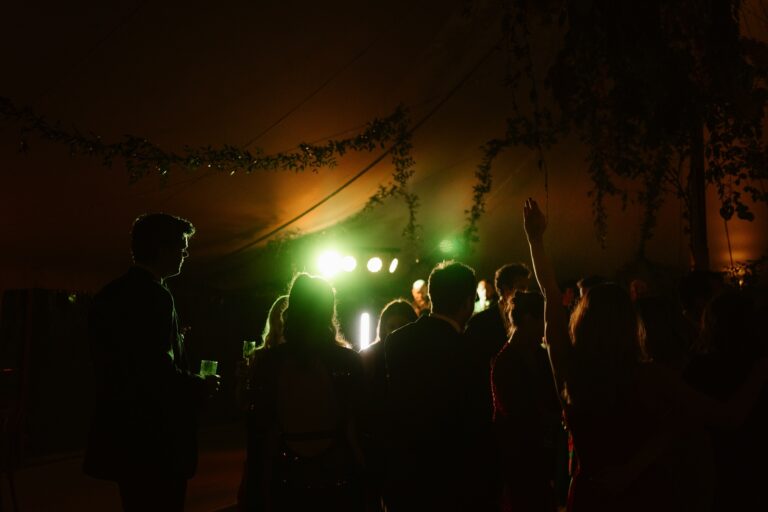 Wedding Guests dancing in a Marquee