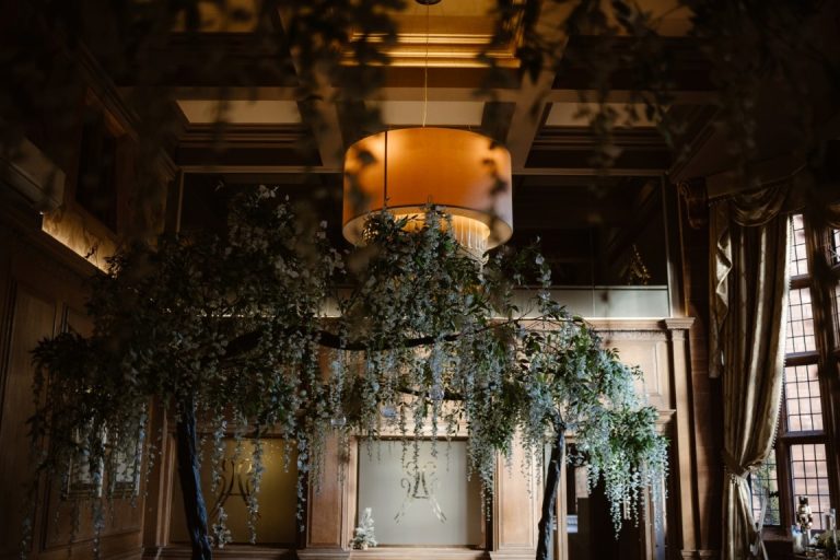 Image of wedding floral arrangement in stately home
